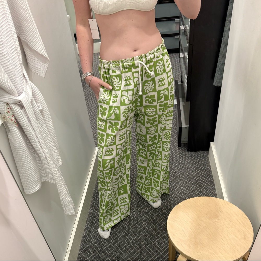 Green Patterned Women's Pants